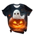 thumbnail image 5 of jobturf Womens Plus Size Halloween Shirt Party Short Sleeve Crew&nbsp;Neck T Shirts Holiday Loose Fit Graphic Festival Tops 4X-Large, 5 of 5