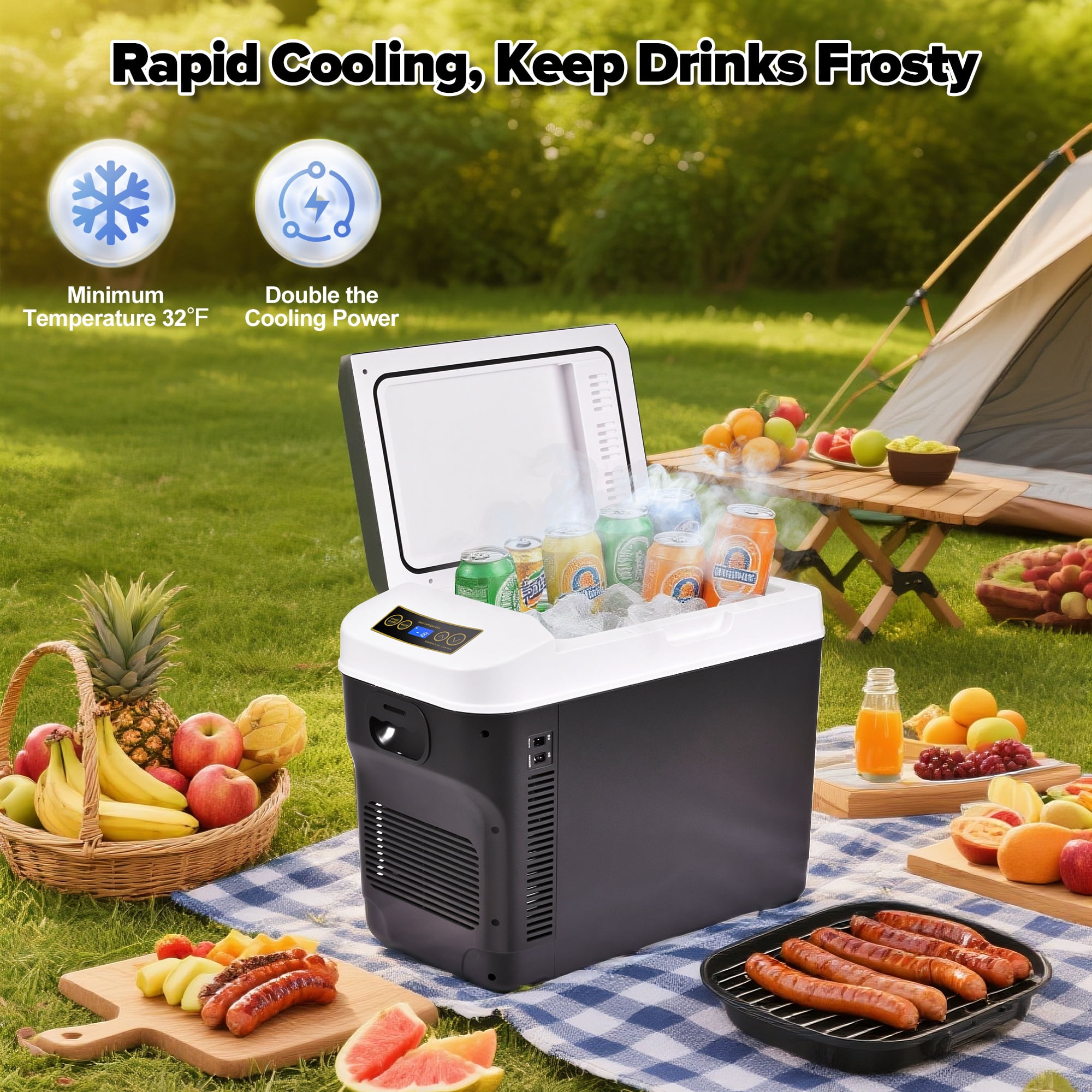 Advwin 31QT Electric Cooler & Warmer, Portable 12V Car Refrigerator Plug-in Coolers for Vehicles, Camping, Travel, RV, Black
