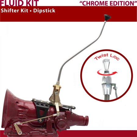 American Shifter FMX Shifter Kit 23 in. Swan Dipstick Chrome Dual Shift Ringed Knob for D2356