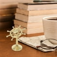 thumbnail image 3 of Raindrops Vintage Brass Rotatable Rudder Ornament, Mediterranean Style Desktop Decoration, Nautical Ship Wheel Model For Home Office Decor, Golden, 3.42x2.95x2.95 Inches, 3 of 7