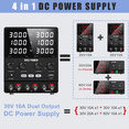 thumbnail image 2 of NICE-POWER Alimentation Double CC Variable : Série Régulée à Commutation Réglable 30V 10A (60V 10A) Parallèle (30V 20A) Haute Précision Port USB 5V/2A Alimentation de Banc et de Labo., 2 of 10