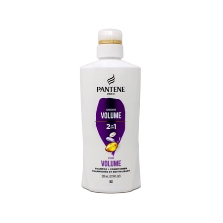 Pantene Pro-V Volume & Body 2-in-1 Shampoo & Conditioner, 17.9 FL OZ Pump Bottle - 3 Pack