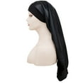thumbnail image 2 of Extra Long Sleep Cap, High-Elasticity Satin Bonnet with a Wide Band, Designed for Long or Thick Hair to Stay Contained and Protected Overnight. Black, 2 of 3