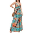 thumbnail image 2 of Coduop Women's Spaghetti Strap Midi Dress Sleeveless Backless V Neck Boho Floral Dress, 2 of 8