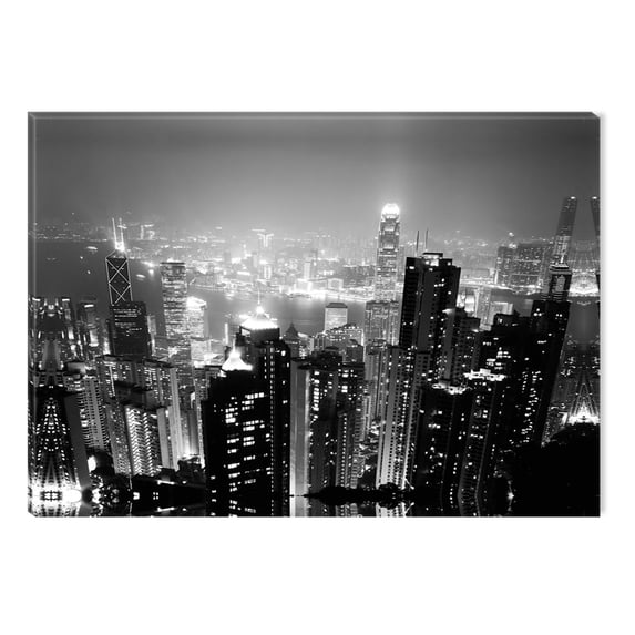 Startonight Canvas Wall Art Black and White Abstract Skyscrapers and Lights, Dual View Surprise Artwork Modern Framed Ready to Hang Wall Art 100% Original Art Painting 31.5 x 47.2 inch