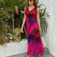 thumbnail image 4 of Maxi Dress Abstract Brush Dress Red and Purple Night Club Streetwear Bohemia Long Dresses Sleeveless Custom Big Size Vestido, 4 of 7