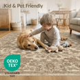 thumbnail image 4 of ODIKA 8'x10' Washable Area Rug Non-Slip Chair-Friendly Mat Tan Throw Vintage Floral Medallion Distressed Boho Scroll Vines with Antique Charm for Dining Room, Large Office, Lounge, 4 of 7