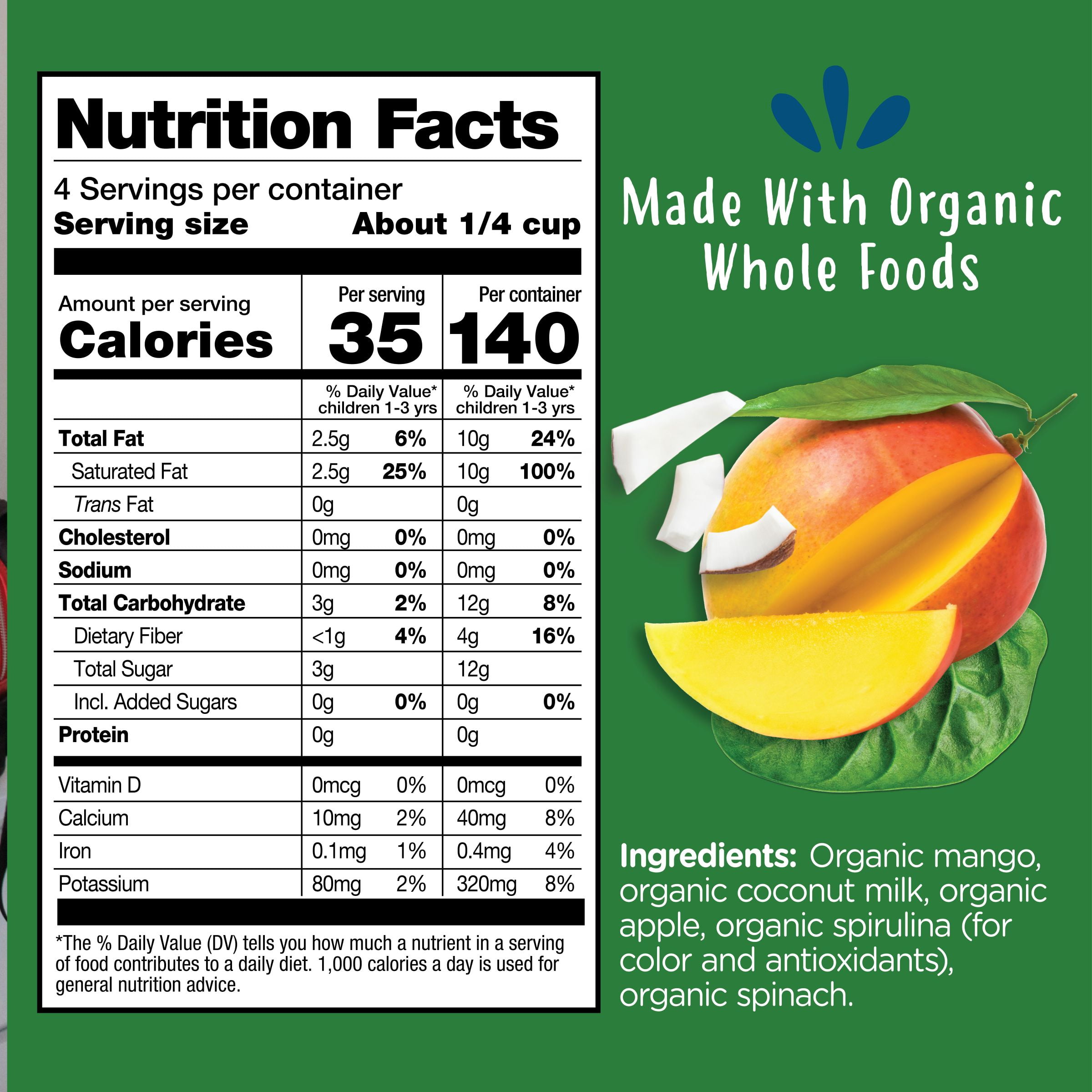 Amara Organic Smoothie Melts, Mighty Sweet Greens, Baby & Toddler Snacks, No Added Sugar, Stage 2, 1 oz Bag