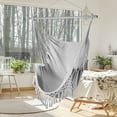 thumbnail image 3 of SHANNA Hammock Chair Hanging Rope Swing | 2 Cushions Included| Large Macrame Hanging Chair for Superior Comfort | Indoor/Outdoor Use, Gray, 3 of 8