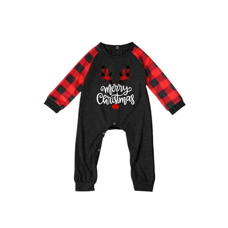 

Christmas Pajamas for Family Parent-Child Outfit Winter Fall Matching Plaid Sleeves Cute Pattern Printing Festival Pajama Sets