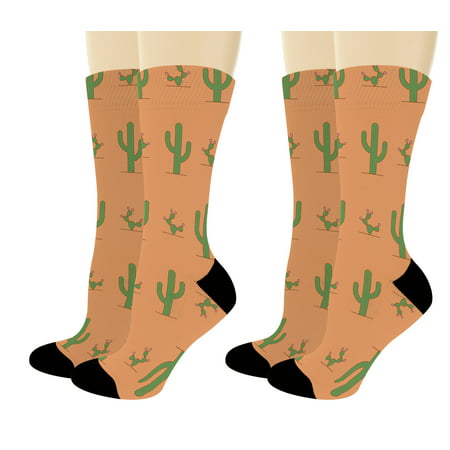 

ThisWear Cactus Apparel for Women & Men Desert Socks Cacti Desert Related Gifts 2-Pairs Novelty Crew Socks