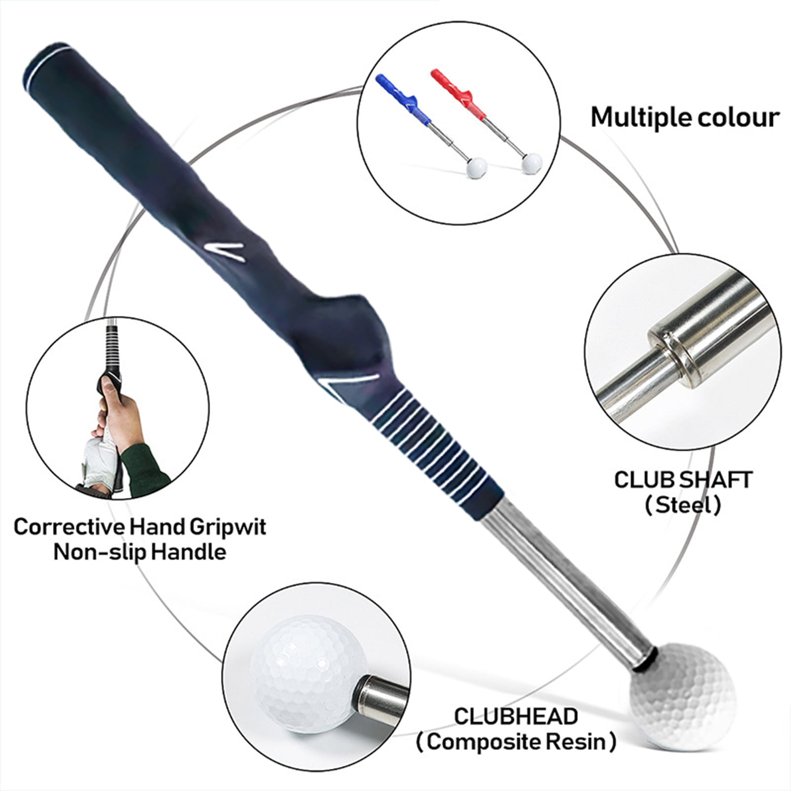 1PC Golf Swing Practice Stick Improve Golf Swing with Ergonomic Telescopic Golf Swing Trainer Non-slip Rubber Handle for Comfortable Grip for Golf