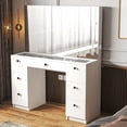 thumbnail image 3 of Boahaus Venus White Makeup Vanity Desk (Gold Knobs), 3 of 6