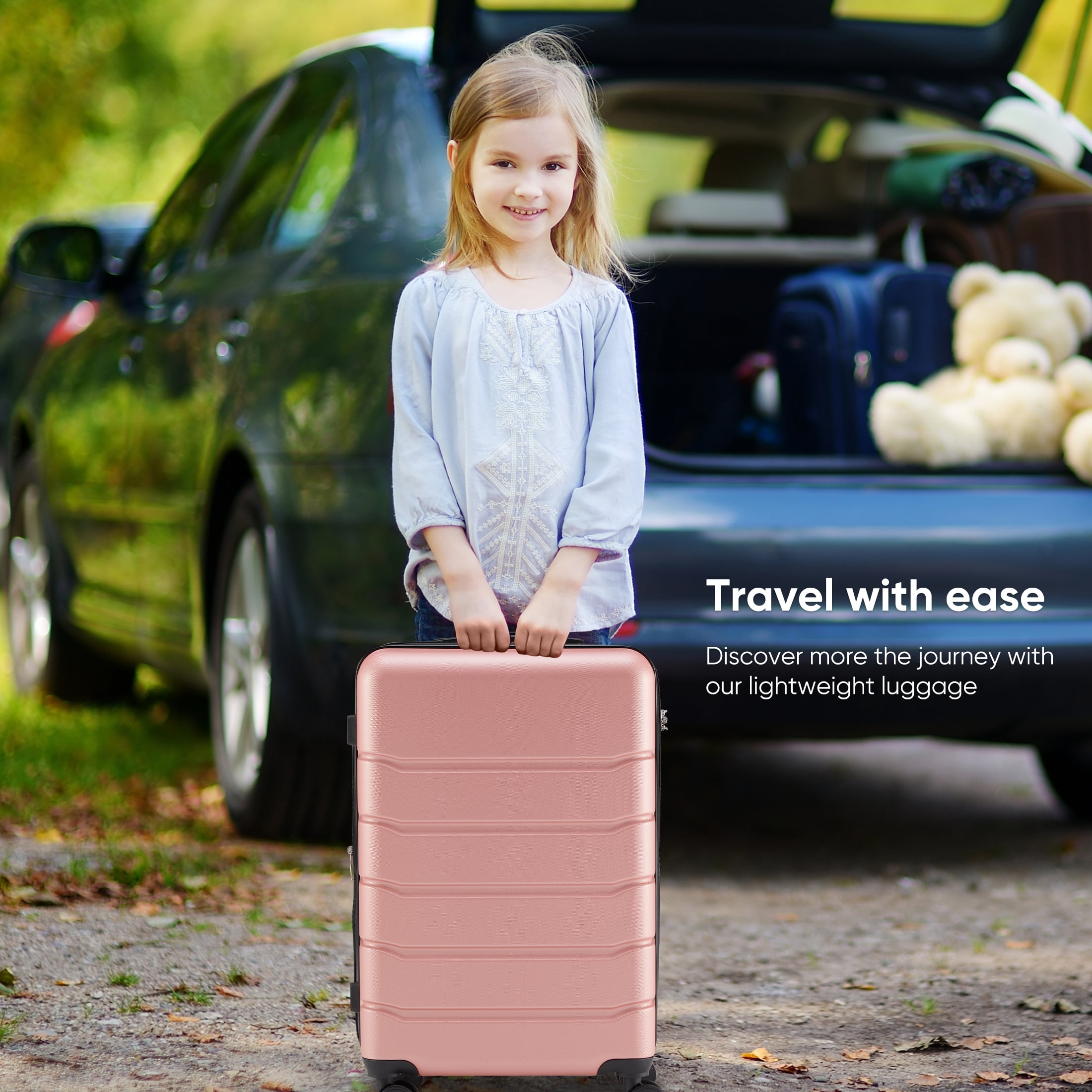 edx Hardside Carry on Luggage with Spinner Wheels, Hard Shell ABS Suitcase, 20Inch Lightweight Expandable Rolling Luggage, Pink  (图2) edx Hardside Carry on Luggage with Spinner Wheels, Hard Shell ABS Suitcase, 20Inch Lightweight Expandable Rolling Luggage, Pink  (图2)