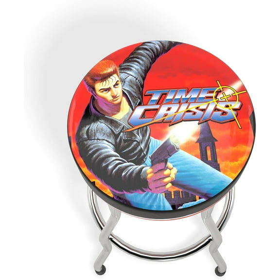 Arcade1Up Time Crisis Adjustable Stool with Chrome-Plated Steel Frame, Multi-Color
