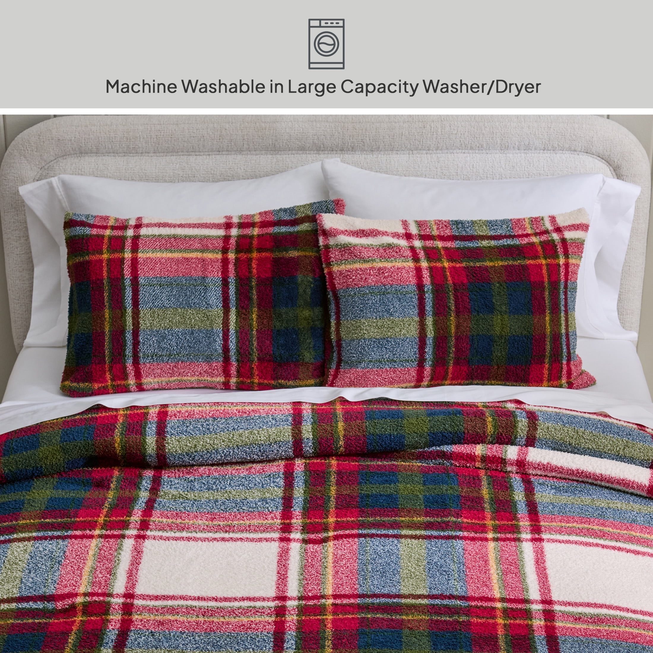 Better Homes & Gardens King 3-Piece Comforter Set, All-Season, Holiday Plaid Cozy Knit