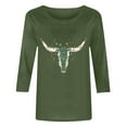 thumbnail image 4 of Tauxra Western Print T-Shirt for Women with 3/4 Sleeve, Casual Round-Neck Top in Polyester and Spandex for Home or Work, 4 of 4