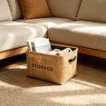 thumbnail image 4 of Beautynvta Foldable Storage Bin, Linen Fabric Storage Basket with Handles for Home, Office, Closet, 14.6x10.2x8.7 Inch, 4 of 6