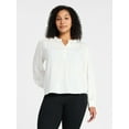 thumbnail image 5 of Time and Tru Women's Lace Yoke Half Button Shirt with Long Sleeves Sizes XS-XXXL, 5 of 6