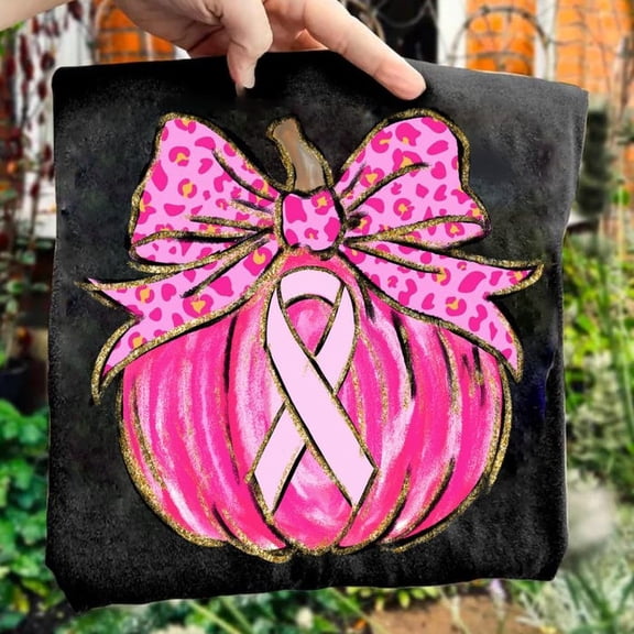 Coquette Breast Cancer Pumpkin Png, Breast Cancer Awareness Shirt, In October We Wear Pink Png, Breast Cancer Support Png, Pink Ribbon Png