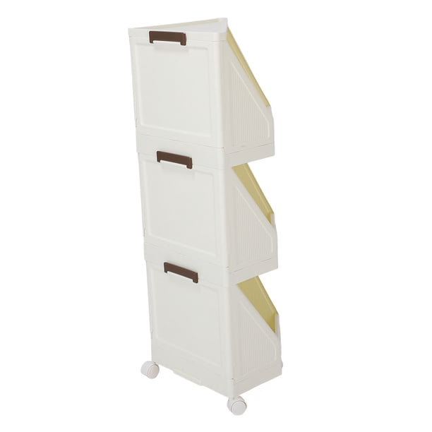 Contenedor De Almacenamiento Plegable, Organizador Artesanal De Armario De Plástico Apilable Con Ruedas, Soporte De Estante Esquinero Para Dormitorio, Habitación, Oficina En Casa