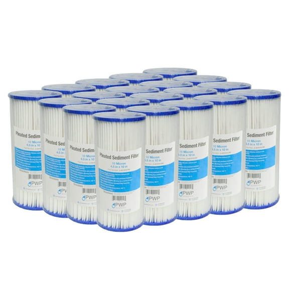 Pleated Polypropylene Washable Water Filter Cartridge 4.5x10" 10 Micron 20 Pack