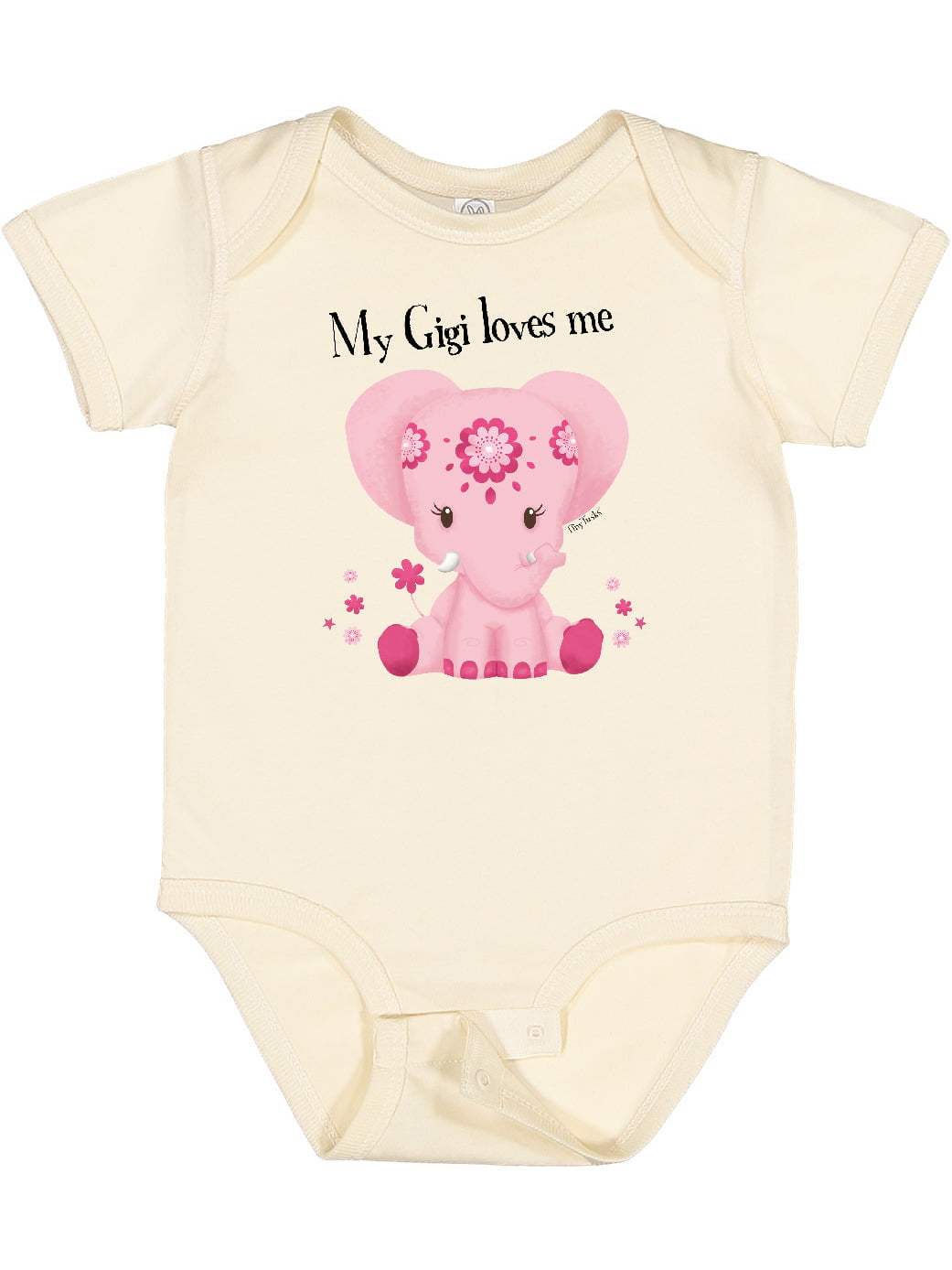 Inktastic Gammie Loves Me Pink Purple Elephant Cute Baby Bib Butterflies Gift 