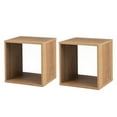 thumbnail image 4 of Costway 2 PCS Wood Stackable Storage Cube 2-tier Narrow Bookshelf Vinyl Record Organizer Natural, 4 of 10