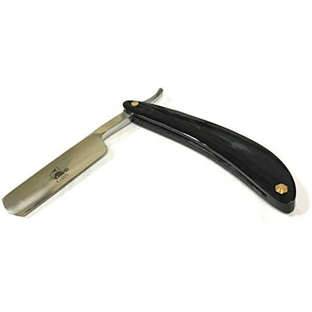 Men's Black Faux Horn Straight Razor - Cut Throat - Professional Quality- Shave Ready 5/8