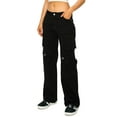 thumbnail image 2 of Cali1850 Women’s Twill Cargo Pants Low Rise Wide Leg 10 Multi Pockets Stretch Casual Streetwear Trousers, 2 of 6