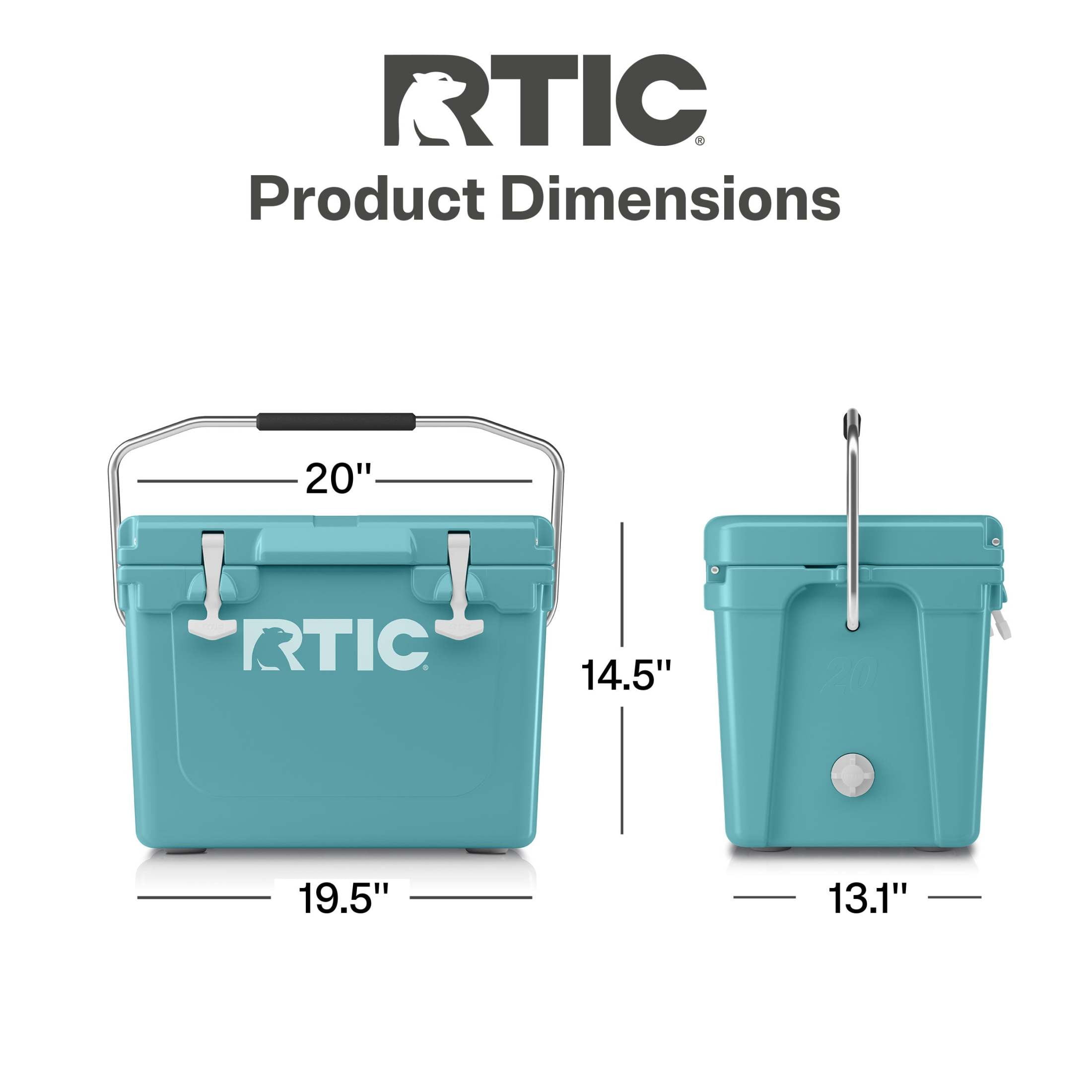 RTIC 20 QT Ultra-Tough Rotomolded Hard-Sided Ice Chest Cooler, Fits 30 Cans, Lagoon
