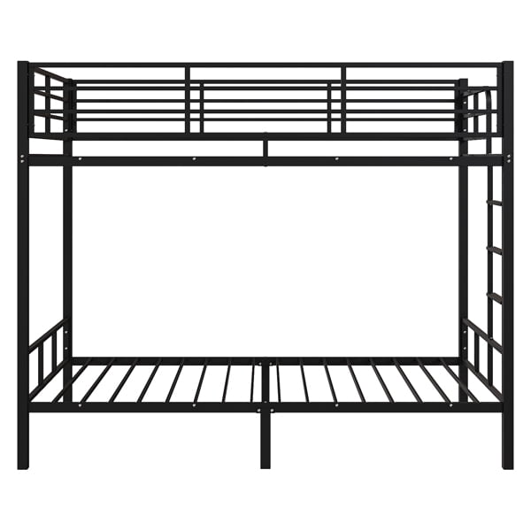 Black Twin Bunk Bed Square Tube High Guardrail Side Ladder Opening Iron Bed