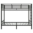 thumbnail image 3 of Black Twin Bunk Bed Square Tube High Guardrail Side Ladder Opening Iron Bed, 3 of 12