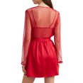 thumbnail image 2 of Flora Nikrooz Womens Showstopper Mesh Inset Cover Up Robe, 2 of 2