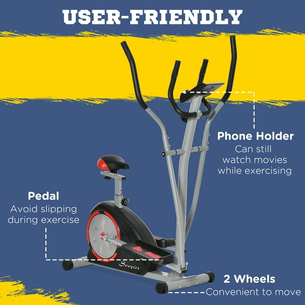 Soozier 2 in 1 Elliptical and Bike Cross Trainer with LCD Screen and Magnetic Resistance for Home Gym Use 264 lbs Weight Capacity Walmart Business Supplies