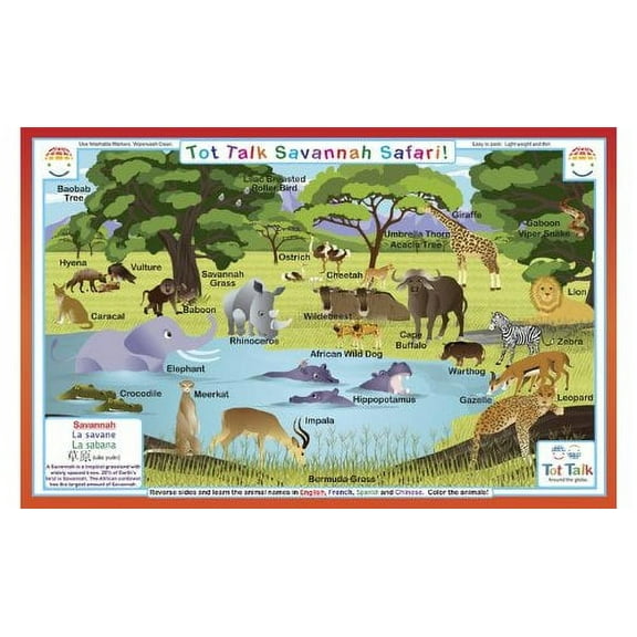 Placemat - Tot Talk - Savannah Safari Meal Dining Kids Mat tot1008
