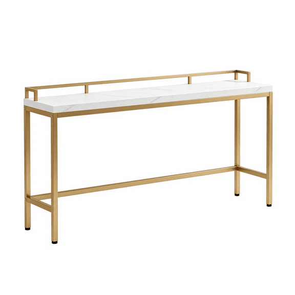 Wood Console Table with Metal Legs, Long Narrow Sofa Table Entryway Table for Living Room Hallway Entry, Modern Minimalist Style Furniture