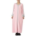 thumbnail image 5 of Girls V Neck Long Sleeve Dress, Soft Breathable Long Robe Dress for Kids, Casual Maxi Dress for Indoor Play and Outdoor Daily Wear, Toddler Girls Dress, 3-16Y Pink 160, 5 of 8