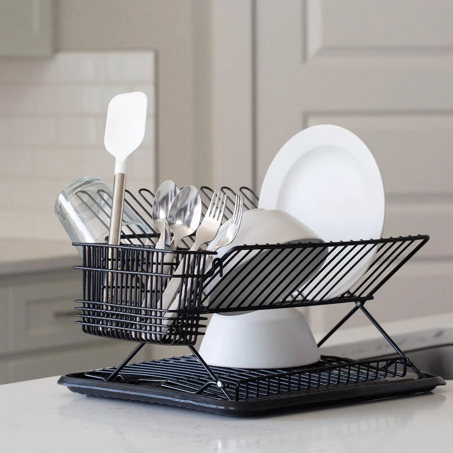 Better Houseware Jr. Folding Dish Rack, Black