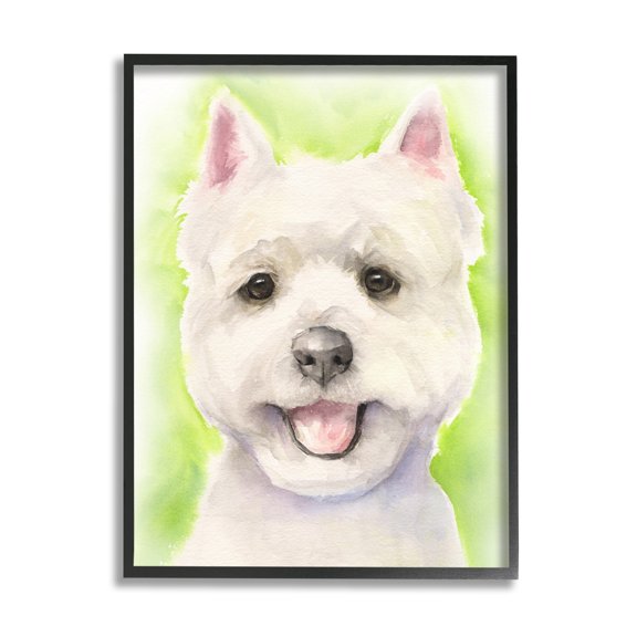 Stupell Industries Happy Smiling Westie Pet Dog In Grass Black Framed, 11 x 14, Design by George Dyachenko