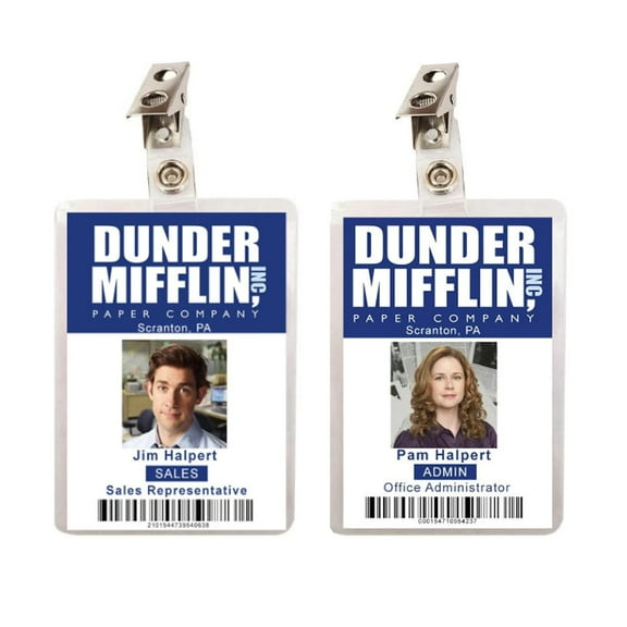 The Office Pam Halpert & Jim Halpert Dunder Mifflin Set of 2 ID Badges