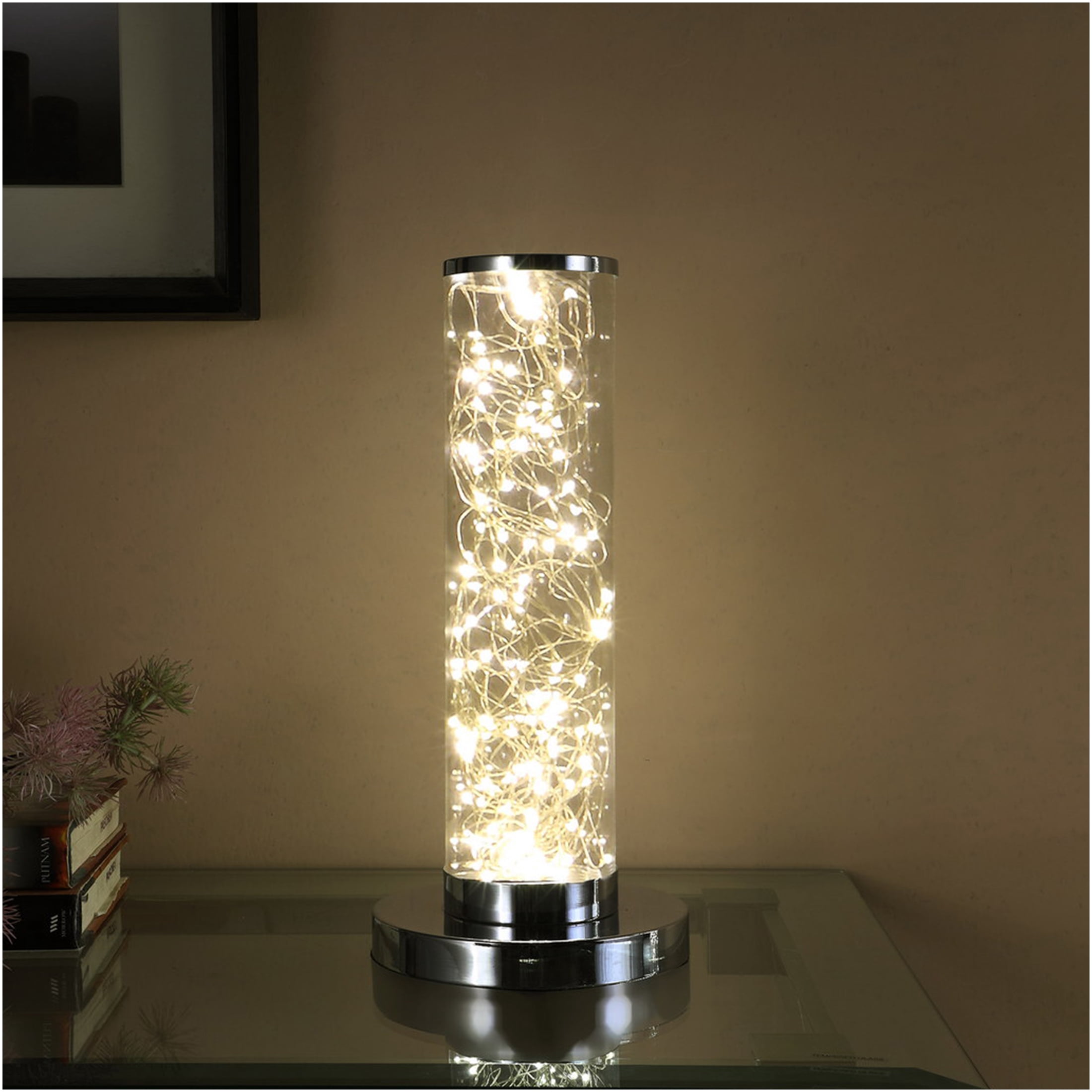 JERFIT Modern LED Floor Lamp with Exposed Rope Design, Silver Metal Column Light for Living Room, Bedroom, Office