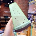 thumbnail image 4 of ABCISI Cute Water Bottle, 320ml Plastic Water Bottles,  Watermelon Ice Cream Water Bottle with Straw, Anti-Fall Portable Popsicle Shape Water Cup for Girls (green), 4 of 14
