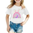 thumbnail image 4 of Girls Easter Shirts Size 7/8 Bunny Eggs Short Sleeve T Shirts Crew Neck Blouse Tops Everyday Girls Summer Tops T-Shirts White,3-4 Years, 4 of 4