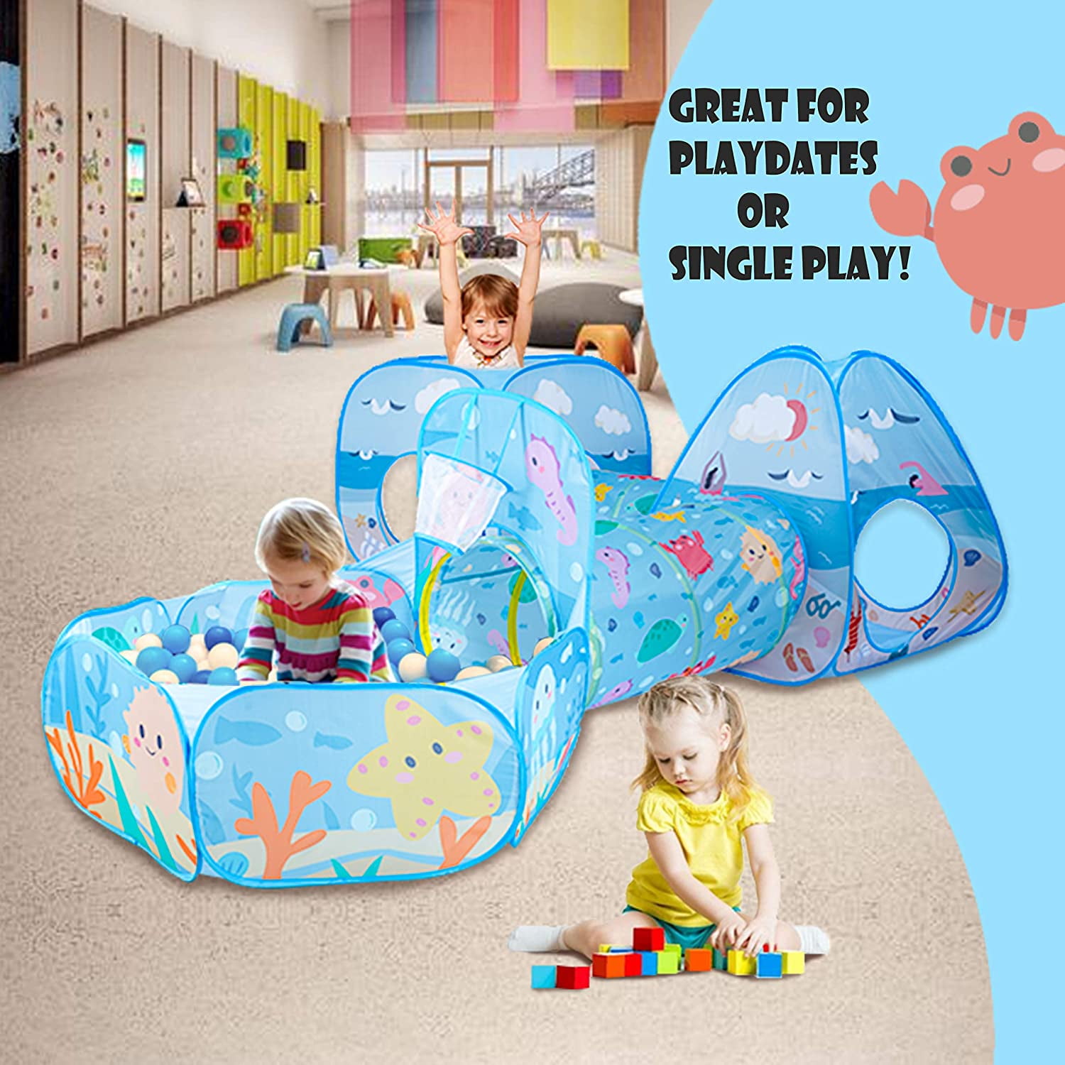 Pagacat Ball Play Tent for Kids Toddlers Baby Indoor Outdoor Play Tent Play Tunnels 