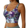 thumbnail image 2 of Goofa Purple Marble Texture Printed Sports Bras for Women, High Impact Running Bra Workout Crop Tank Tops Longline Sports Bra Push up-Medium, 2 of 9