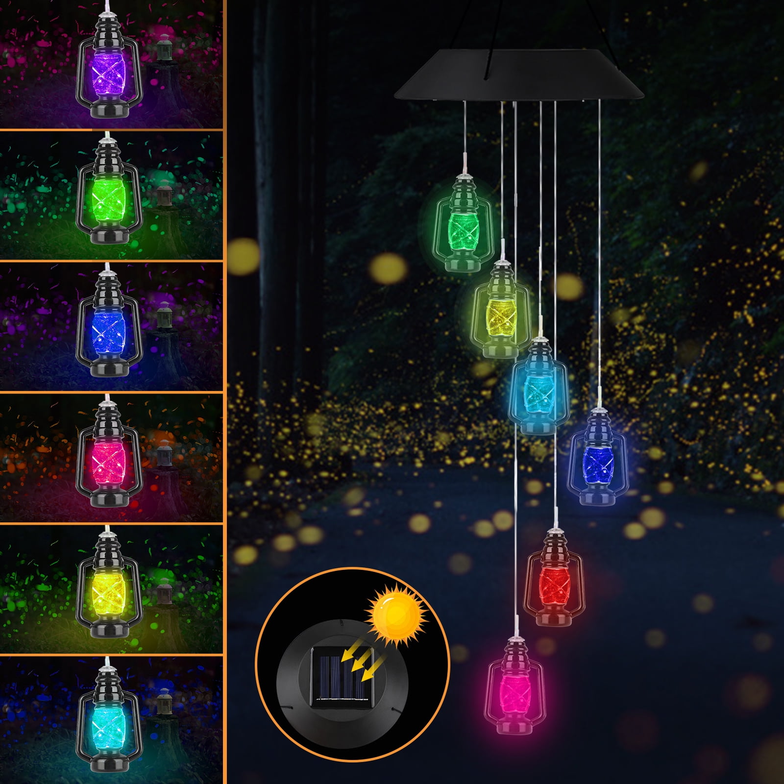 Details about   Solar Powered Wind Chimes 7 Color Changing  Hanging Lamp for Interior Garden 