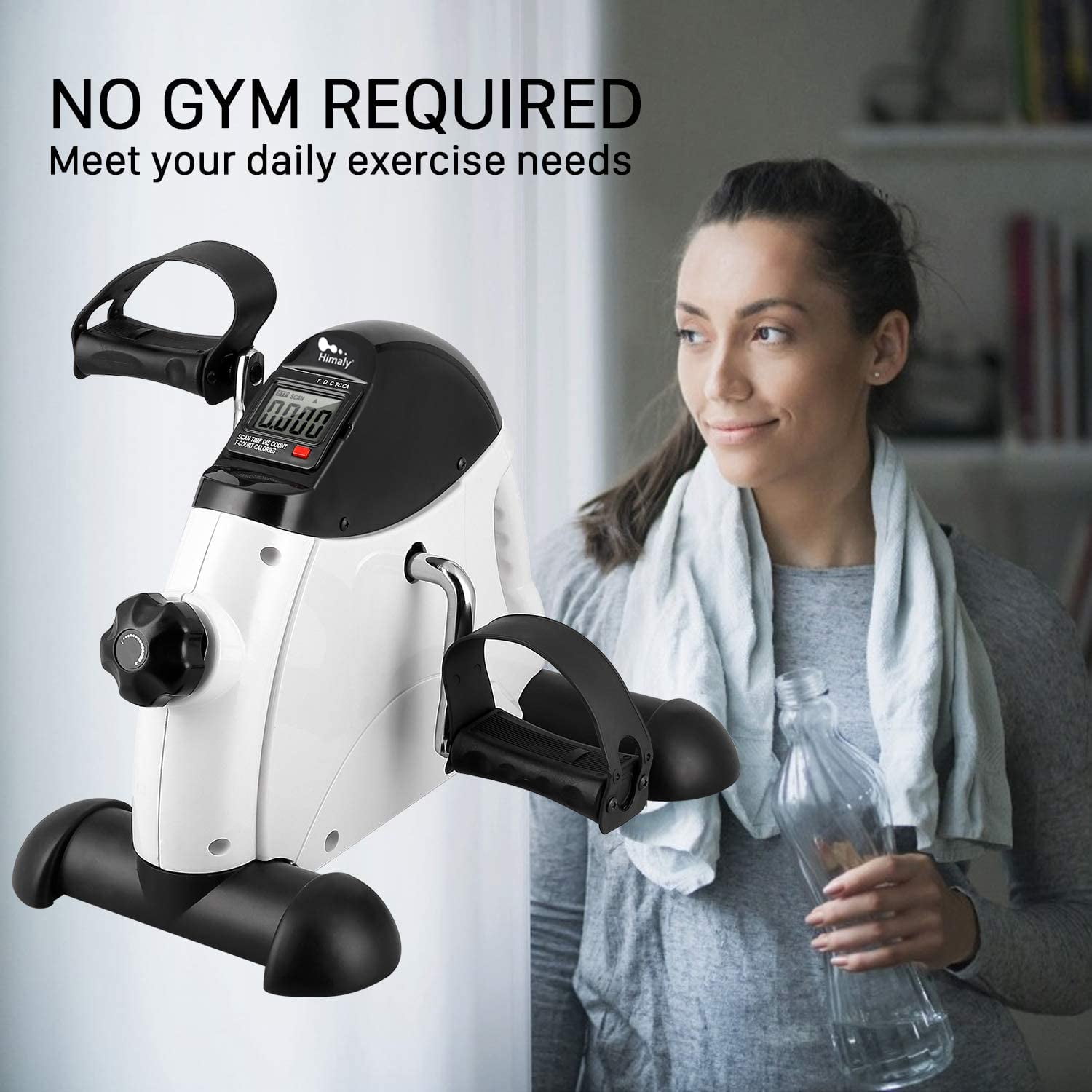 Himaly Under Desk Exercise Bike , Portable Pedal Exerciser with LCD Display for Home Office, 240 lbs Capacity, White