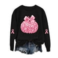 thumbnail image 2 of GUZOM Womens Black Oversized Crew Neck Sweatshirt - Fall Hall-oween Pink Pumpkin, Pink Ribbon Breast Cancer Awareness, 100% Polyester Soft Relaxed Fit,Size M, 2 of 3