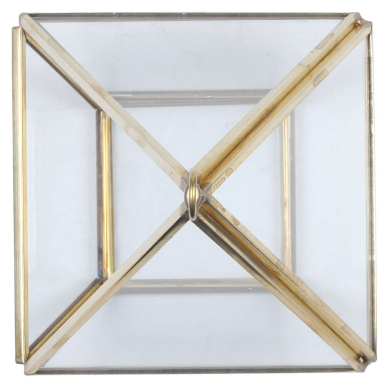 Glass Storage Jewelry Box, Geometric Glass Organizer Box